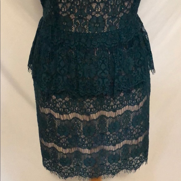Anthropologie Maeve Elsa green peplum lace dress size xsmall - Picture 6 of 8
